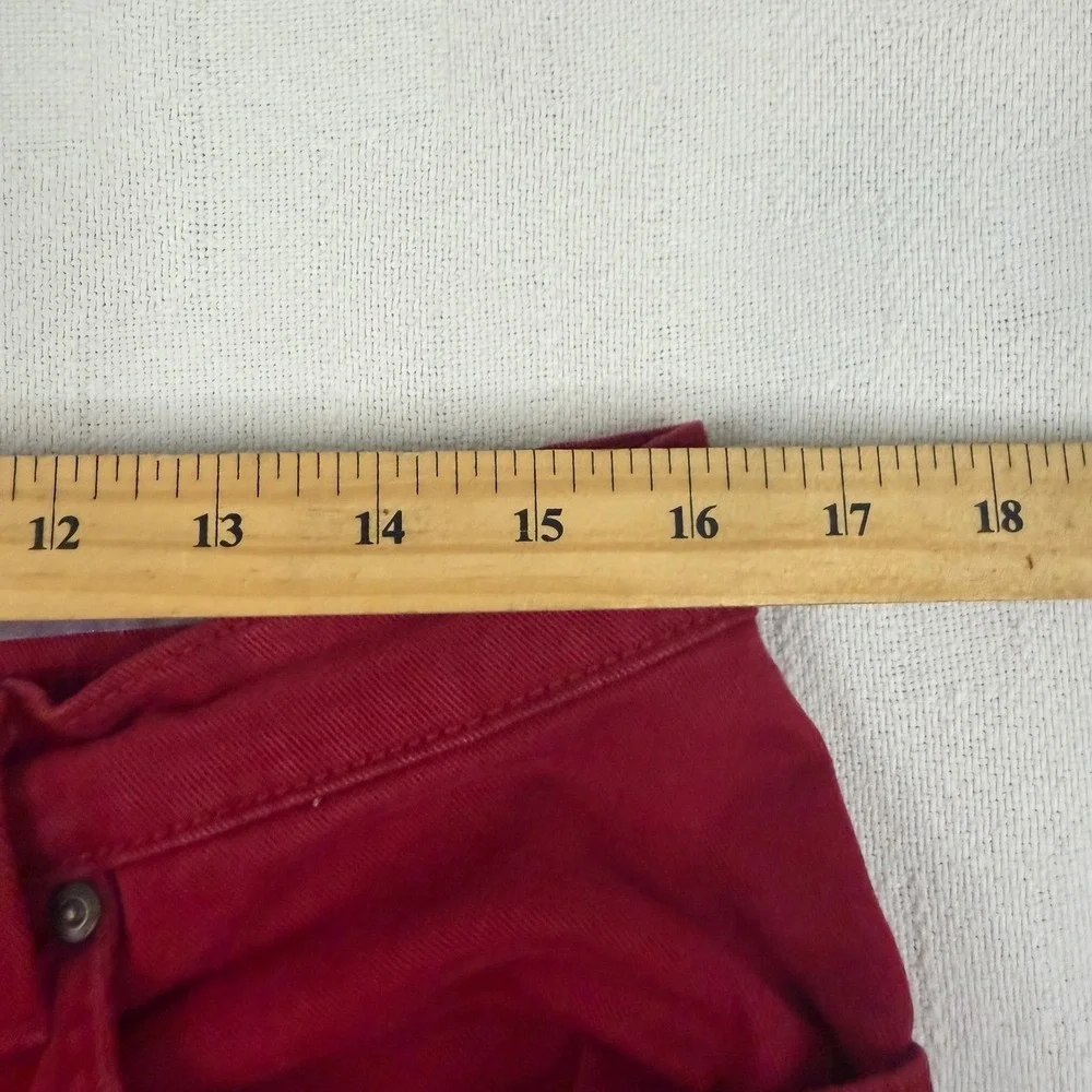 Gloria Vanderbilt Amanda Red High Rise Straight Leg Jeans Size 16 Stretch Denim